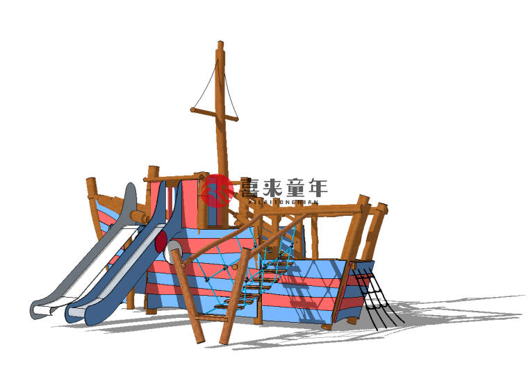 海盗船木质游乐设施模型